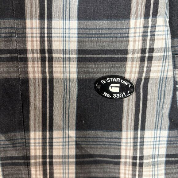 G Star Raw Plaid Button Up Shirt Men’s Size XL Embroidered Windowpane - Picture 5 of 11